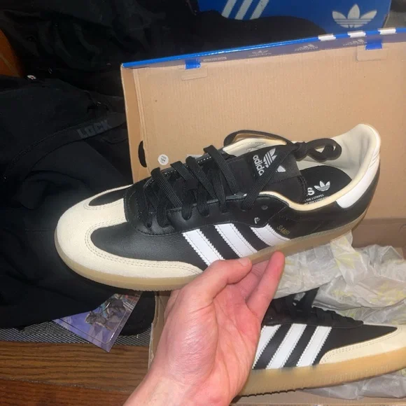 Adidas Samba Black and Beige Men's Sneakers - Picture 2 of 3